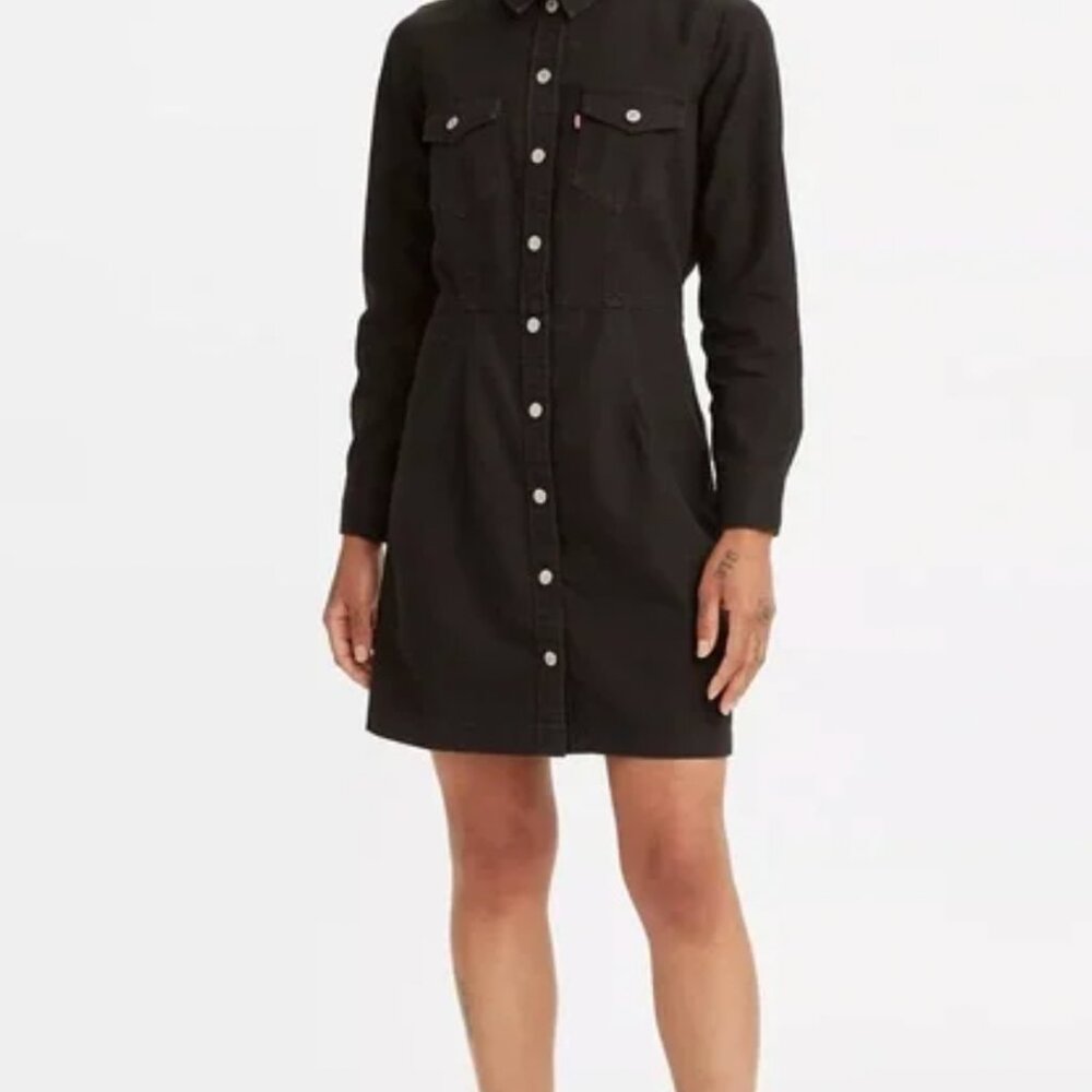Levi's Black Denim Button-Up Dress